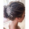 Unsutuo Flower Bride Wedding Hair Comb Silver Leaf Bridal Hair Accessories Crystal Hair Piece for Women and Girls