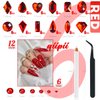 qiipii 2052Pcs Red Nail Art Rhinestones Multi Shapes Crystal Flatback Rhinestones Gems Siam Red Round Beads K9 Glass Stones Diamonds jewels Nail Art Supplies Charms for Nails Faces Eyes Makeup Crafts