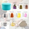 11Pcs Sewing Thimble Finger Protectors, Adjustable Metal Copper Finger Thimble Silicone Leather Thimble Finger Tips Finger Shield Ring Fingertip Quilting Sewing Supplies for Embroidery Needlework(B)