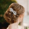 Crystal Hair Barrettes, White Rhinestone Flower Leaf Shape Hairpins Hair Clips, Sparkly Austrian Hairgrip Hair Headwear Accessories for Women Girls