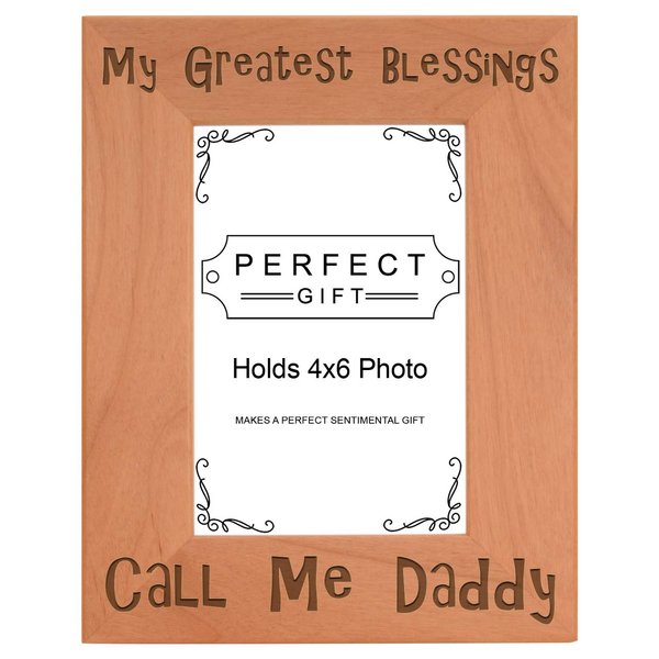 ThisWear Dad Father's Day Gift Blessings Call Me Daddy Natural Wood Engraved 4x6 Portrait Picture Frame Wood