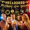 Gold Glitter Goodbye 2024 Hello 2025 Banner Happy New Year Banner New Year Hanging Swirls Decorations for New Year's Eve Party Supplies Happy New Year Decorations 2025