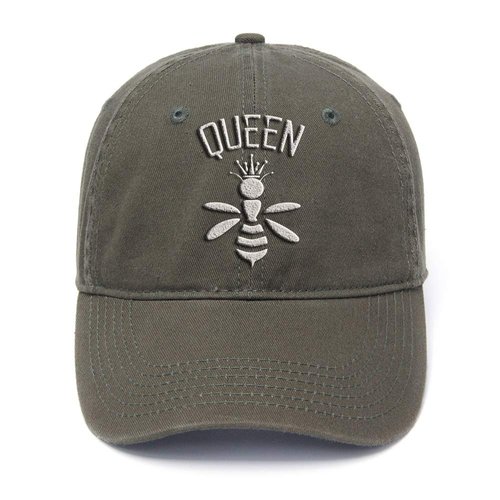 FANNOO Baseball Cap-Queen Bee Flock Printing Washed Cotton Adjustable Twill Low Profile Plain Unisex Denim Hats