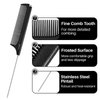RHOS Carbon Retractable Rat Tail Comb for Parting, Portable Fine Tooth Teasing Comb for Styling, Hair Cutting, Braiding-Stainless Steel Pin Tail Teasing Comb, Black