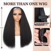 Guree Hair 24 Inch Kinky Straight Headband Wigs for Black Women Long Yaki Straight Wig with Hair Band Wear And Go Glueless Wig None Lace Front Synthetic Wig For Daily Party Use