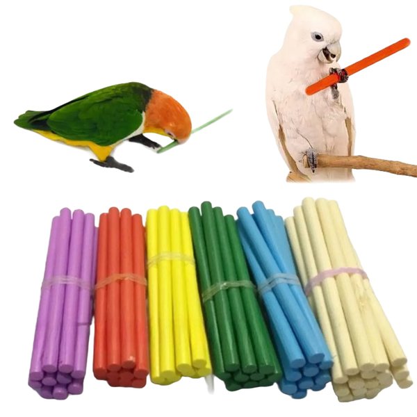 YANQIN 50 pcs Bird Chewing Toys-Colorful Natural Wood Bird Toy Set-Small Pet Foot Talon Toy for Parrots, Parakeets, Cockatiels, Lovebird, Budgie, Conures Random Color
