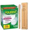 Denture Cleaning Tablets Smokers 120 Bundle with Dentu-Care Bamboo Denture Brush Specifically Designed to Gently Clean Hard to Reach Areas for Full Partial Dentures