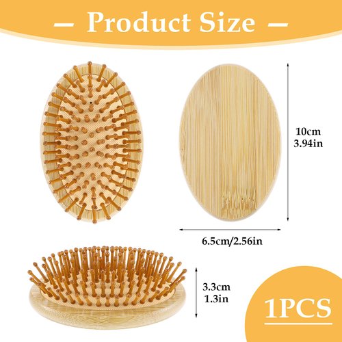 Bamboo Brush for Hair Growth, Natural Wooden Scalp Brush Wood Scalp Massager Round Portable Bamboo Comb Wooden Brush for Hick/Thin/Curly/Dry Hair, Women Men All Hair Types