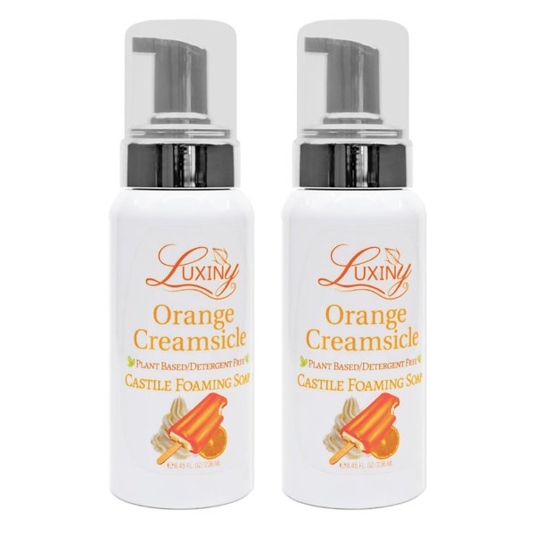 Castile soap, Liquid Foaming Hand Soap, Hand Wash for the Kitchen & Bathroom, Palm Oil Free, Vegan & Cruelty Free, Made in the USA, 8.45 oz., 2 Pack (Orange Creamsicle)