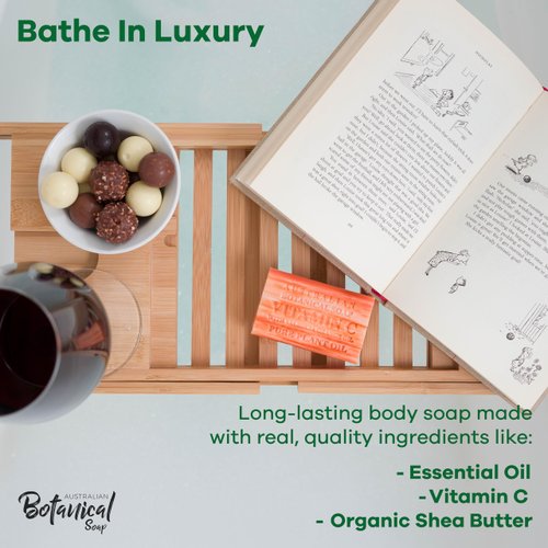 Australian Botanical Soap, Vitamin C with Valencia Orange 6.6 oz. (187 g) Soap Bars | Natural Ingredient Bar Soap | All Skin Types | Women & Men | Shea Butter Enriched - Pack of 4