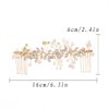 Foyte Crystal Bride Wedding Hair Comb Gold Leaf Bridal Headpieces Rhinestone Flower Hair Vines Pearl Bridesmaid Side Combs Hair Accessories for Women and Girls (Gold)