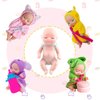 Carreuty 6 Set Mini Baby Dolls 4 Inch Reborn Baby Dolls Set Cute Small Baby Doll Toys with Handmade Hooded Robe Washable PVC Material Slepping Baby Doll Birthday Present for Girls and Boys Age 3+