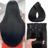 Clip In Hair Extensions Real Human Hair 18 Inch 120g 7Pcs Human Hair Extensions Clip Ins With 16 Clips Natural Black Soft Remy Human Hair Clip In Extensions
