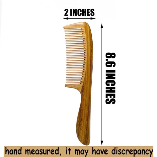 Moreinday Hair Comb Fine Tooth Comb Wooden Comb for Hair Combs for women Men - Green Sandalwood