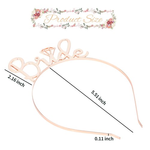 CIEHER Rose Gold Bride Headband for Bachelorette Party Favors