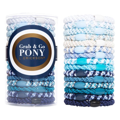 L. Erickson Grab & Go Pony Tube - Coastal - 15 Pack Ponytail Holder Hair Ties