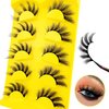 Fox Eye Lashes Wispy Eyelashes 21mm Long Cat-Eye Lashes Angel Wing Lashes Faux Mink False Eyelashes Natural Look 5 Pairs pack(Mao-06)