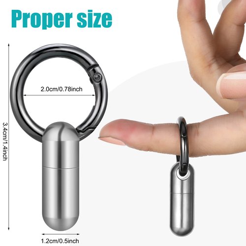 2 Pieces Tiny Keychain Pill Holder Waterproof Keychain Pill Holder Container Portable Mini Size Titanium Alloy Pill Box Case for Travel Purse Pocket