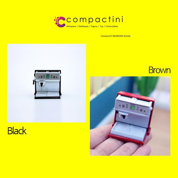 compactini Miniature Set 1:12 Scale Models Dollhouse Accessory Coffee Pot Cup Beverage Bottle Kettle (Coffee Machine Brown)