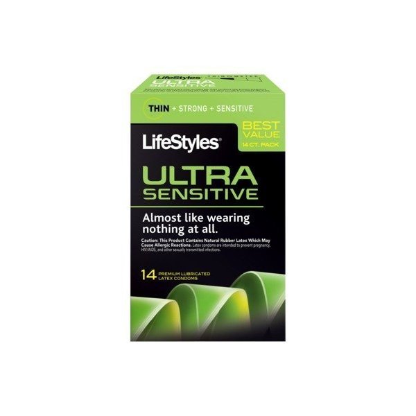 Lifestyles Ultra Sensitive 14 Premium Lubricated Latex Condoms Thin