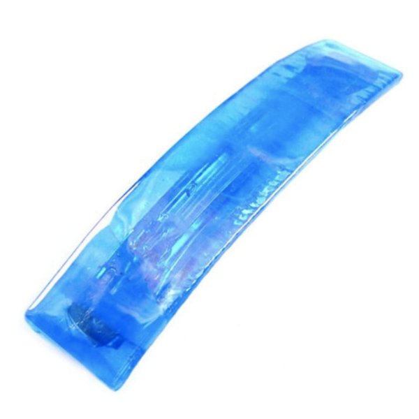 Stained Glass Barrette - 3.5" 90mm - Sky Blue Turquoise Aquamarine with White Striped Streaks of Cloudy Swirl Streaky Mix Transparent Slide Clip Hair Accessories Beach Sea Aqua Waves Summer