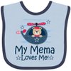 inktastic Mema Loves Me Grandson Bear Baby Bib Blue and Navy 42e6d