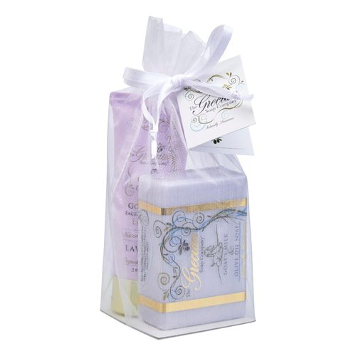 Grecian Soap & Lotion Tube Gift Set Lavender Scent- Luxurious Goat's Milk Soap Bar & Lotion Set, Ideal Mother's Day Gift, Unique Women's Gift Set- Natural Beauty Products