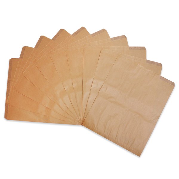 CuteBox 100pc Kraft Brown Flat Paper Gift Bags (12" x 15") for Merchandise, Crafts, Party Favors, Retail, Handmade Goods, Arts and Crafts, Outdoor Events, Holidays, Weddings