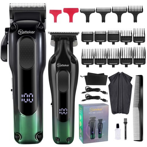 Hatteker Professional Hair Clippers for Men, Cordless Clippers and Trimmers Set, Barber Clippers Set, Rechargeable Beard Trimmer