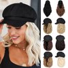 Lansigreen Newsboy Cap with Hair Extensions Short Curly Wavy Bob Hairstyle Wig Hat Beret 8 Panel Attached 14" Synthetic Hairpiece for Women Ginger Blonde Mix Bleach Blonde