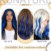 RUNATURE I Tips Hair Extensions Blue I Tip Human Hair Extensions 22 Inch Pre Bonded Blue Hair Extensions for Highlight Cold Fusion Beaded I Tip Extensions Real Hair 25g 25strands