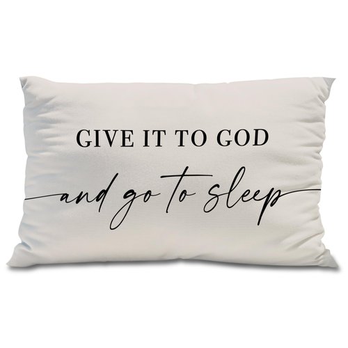 Knibeo Give It to God and Go to Sleep, Decorative Pillows Cover for Bed, Throw Pillows Cover for Bed, 12x20 Inch Pillow Case, Decorative Bed Pillows Cover for Bedroom(12x20, Cream-Coloured)