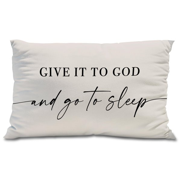 Knibeo Give It to God and Go to Sleep, Decorative Pillows Cover for Bed, Throw Pillows Cover for Bed, 12x20 Inch Pillow Case, Decorative Bed Pillows Cover for Bedroom(12x20, Cream-Coloured)