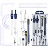 Outus 13 Pcs Math Geometry Kit Compass Geometry Set Math Tool Kit with Protractor Compass Pencil Triangle Rulers Lead Refills Storage Box for Drafting and Drawing Student School Supplies(Blue)