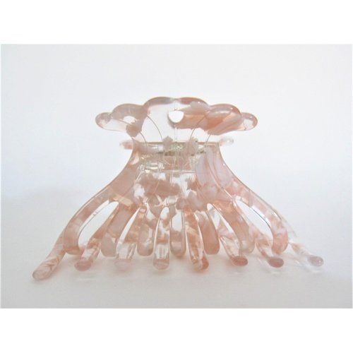 Pink white clear marbled hair claw clip medium fine hair