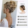 FeidyLong 2 PCS Messy Bun Hair Piece Wavy Curly Scrunchies Synthetic Chignon Ponytail Hair Extensions Thick Updo Hairpieces for Women Girls(Light Auburn mix Darker)