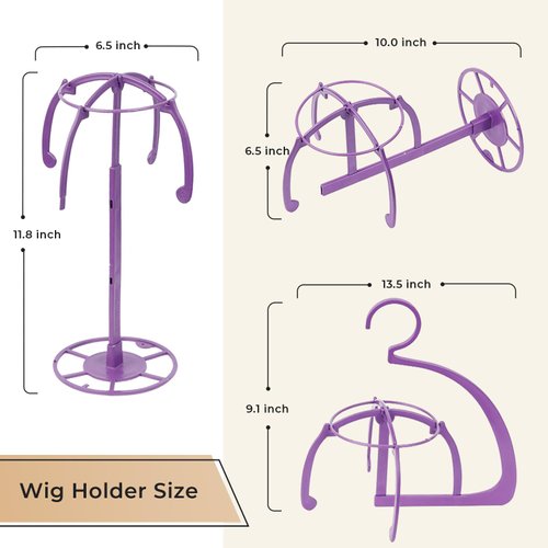 Appearanz 3in1 hair Wig Stand Portable Collapsible Holder Durable Wig Display 13.8 Inch Tool Travel Stand for All Wigs