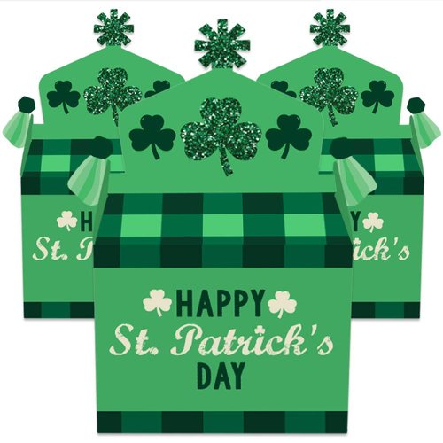 Big Dot of Happiness St. Patrick's Day - Treat Box Party Favors - Saint Paddy's Day Party Goodie Gable Boxes - Set of 12