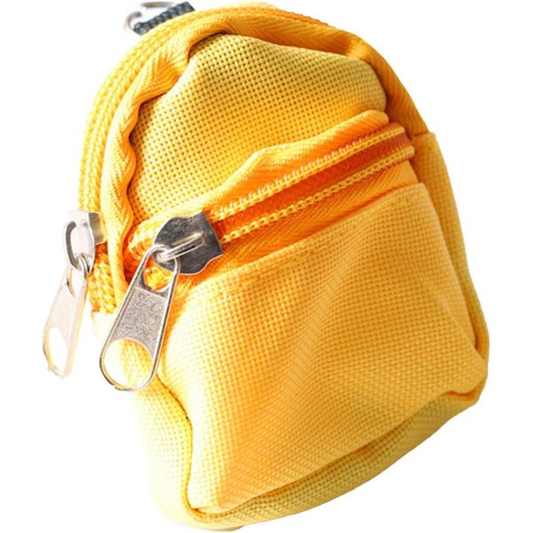 Mini Doll Zipper Backpack,Cute School Bag Model Dollhouse School Accessory for 1/6 Scale Dollhouse,Dolls Accessories Costume Ornament Photography Props,Keys Purse Dollhouse Accessories (Yellow)