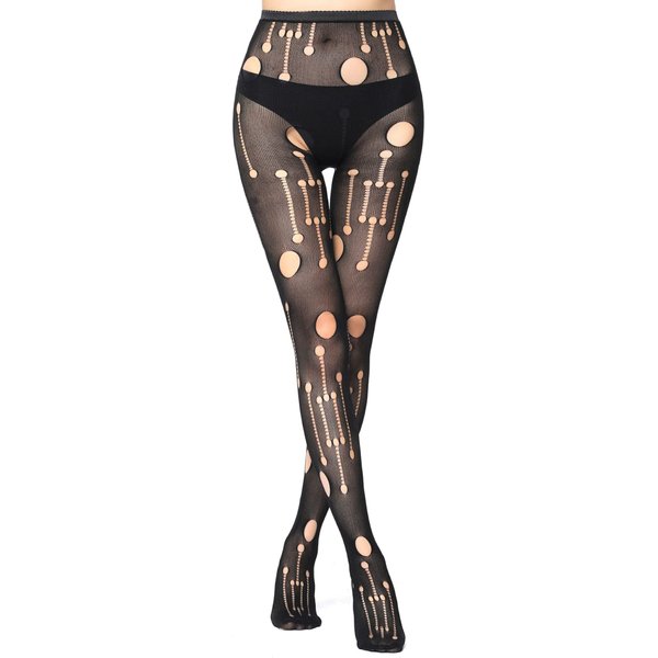 MEILiHiHi Fishnet Tights, Fishnet Stockings with Holes, Designer Tights for Women, Broken Hole Fishnets, Halloween Tights