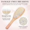 Wooden Hair Brush Set - Paddle Brush, Round Brush & Comb, Hair Brushes with Soft Bristles, Hairbrushes for Women by Lily England (Rose Gold)