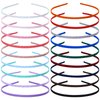 Lawie 18 Pack Colorful Plain Blank Cloth Satin Fabric Covered Slim Thin Hard Metal Headband Skinny Wire Hair band Elastic Hair Hoop Clasp Tiara Crown Headpiece Craft DIY Accessories for Women Girls