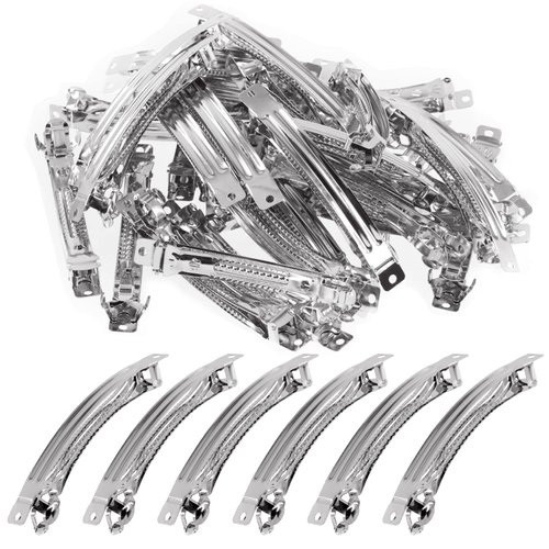 Wokape 50Pcs 3.94 Inch French Barrette Hair Clips, 100mm Metal Blank Hair Clips for Salon DIY Hair Accessories