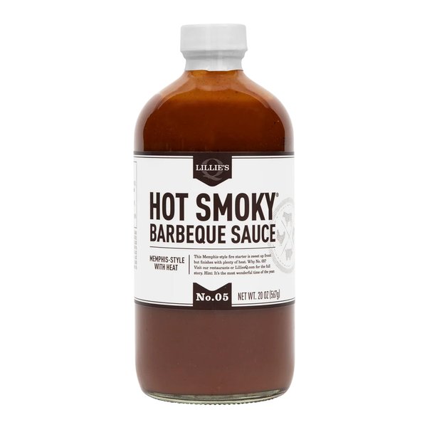 Lillie’s Q - Hot Smoky Barbeque Sauce, Gourmet BBQ Sauce, Sweet Brown Sugar BBQ Sauce with Spicy Cayenne, Mild Smoky Flavor, Premium Ingredients, Made with Gluten-Free Ingredients (20 oz)