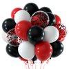 NEBURORA 60 Pcs Red Black White Confetti Balloons with Ribbons 12inch Balloon Garland Arch Kit for Birthday Wedding Graduation Celebrations Party Decoration