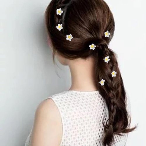 20pcs Small Flower Buckle Hair Clips, Cute Flower Hairpins for Women, Yellow Flower Core Lily Hair Claws, Acrylic Barrettes Bridal Hair Accessories