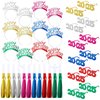 Fabbay 36 Pcs 2025 New Years Eve Party Supplies Include 12 Pieces Happy New Year Headband 12 Pcs 2025 New Year Eyeglasses and 12 Fringed Noise Makers for New Year Party Favors Adults (Multi Color)