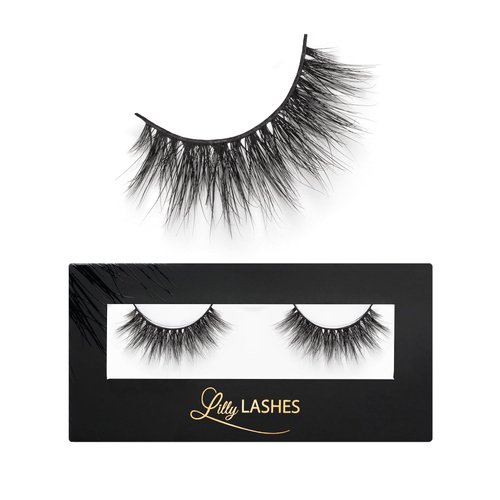 Lilly Lashes Miami 3D Mink Lashes - False Eyelashes Natural Look - Mink Eyelashes for Wispy Lashes Natural Look - Reusable Fake Eyelashes up to 25 Wears - Fluffy Eyelashes for Wispy Eyelashes