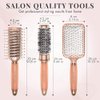 Hair Brush Set for Women and Teen Girls of All Hair Types - Detangling Paddle Brush, Blow-Drying Round Brush and Drying Vented Hair Brush - Lily England Brush Set for Hair Styling - (Rose Gold)