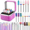 30Pcs Nail Drill Bits Set with Holder, 3/32 Inch Nail Drill Bits for Acrylic Nails, Ceramic Diamond Carbide Cuticle Efile Remover Bits for Home Salon Acrylic Gel Nail Polish